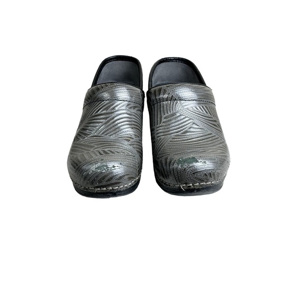 Dansko Metallic Gray Green Leather Clogs Career Work Nurse Size 38 (US 7.5-8) - Picture 5 of 14